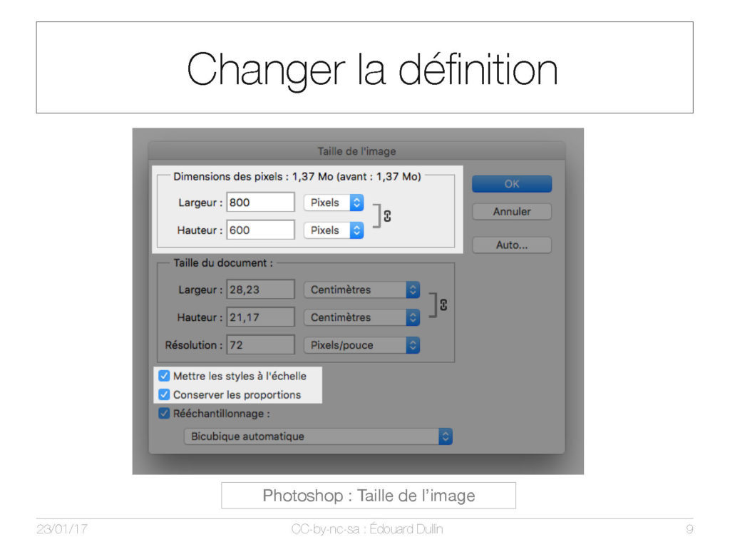 Changer la définition