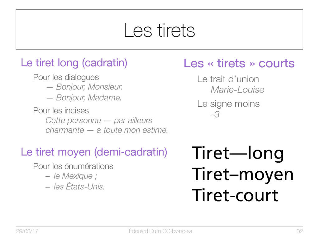 Les tirets