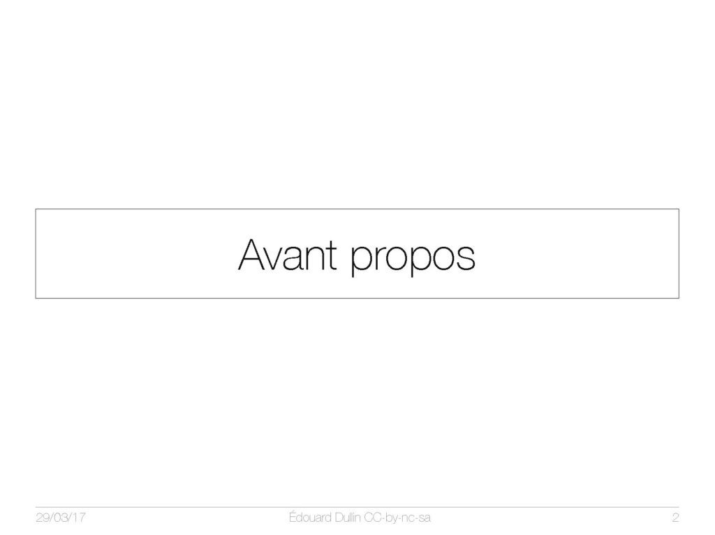 Avant propos