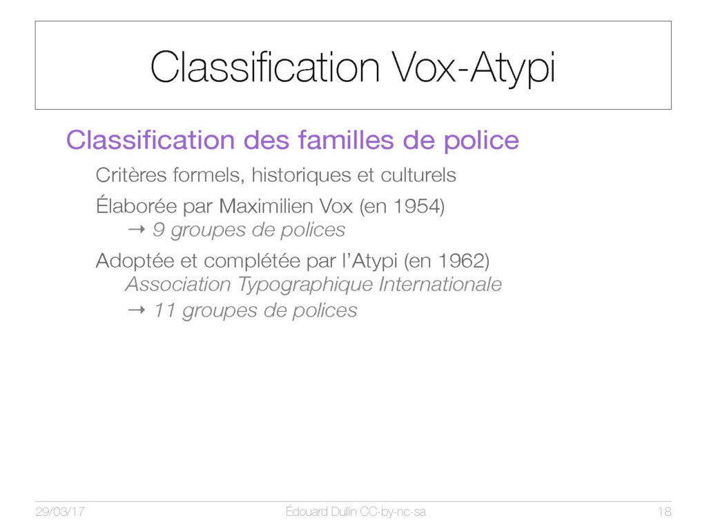 Classification Vox-AtypI