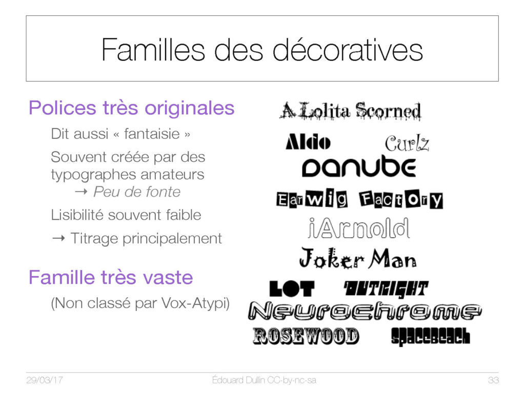 Famille des décoratives