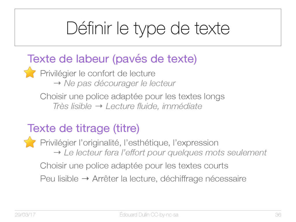 Définir le type de texte